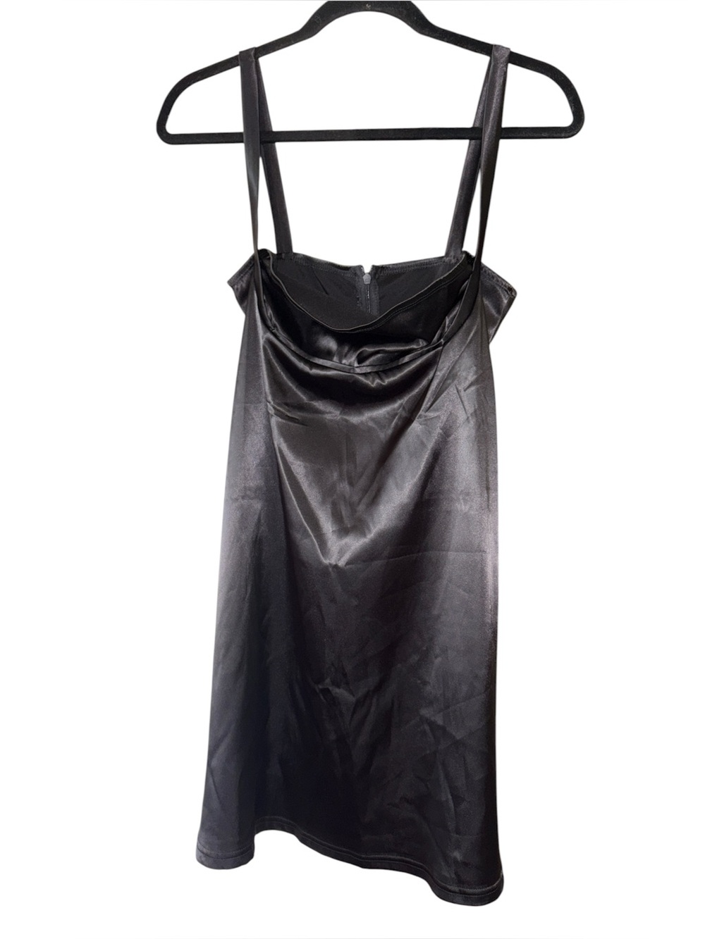 Satin Slip Dress in Black large
